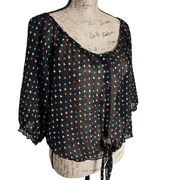 Julie's Closet Heart Print Blouse XL - Picture 6 of 16